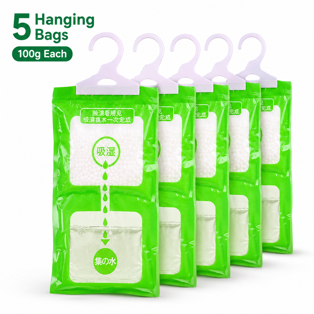 FreshHome Hanging Moisture Absorber — 5 Pack & 10 Pack (100g)