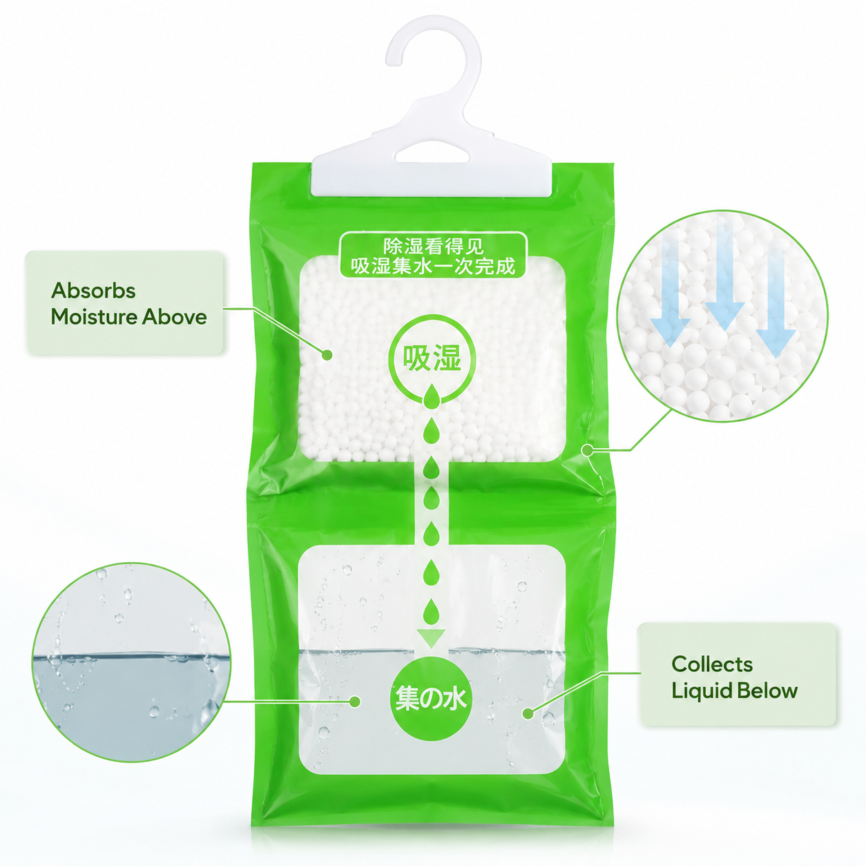 FreshHome Hanging Moisture Absorber — 5 Pack (200g)
